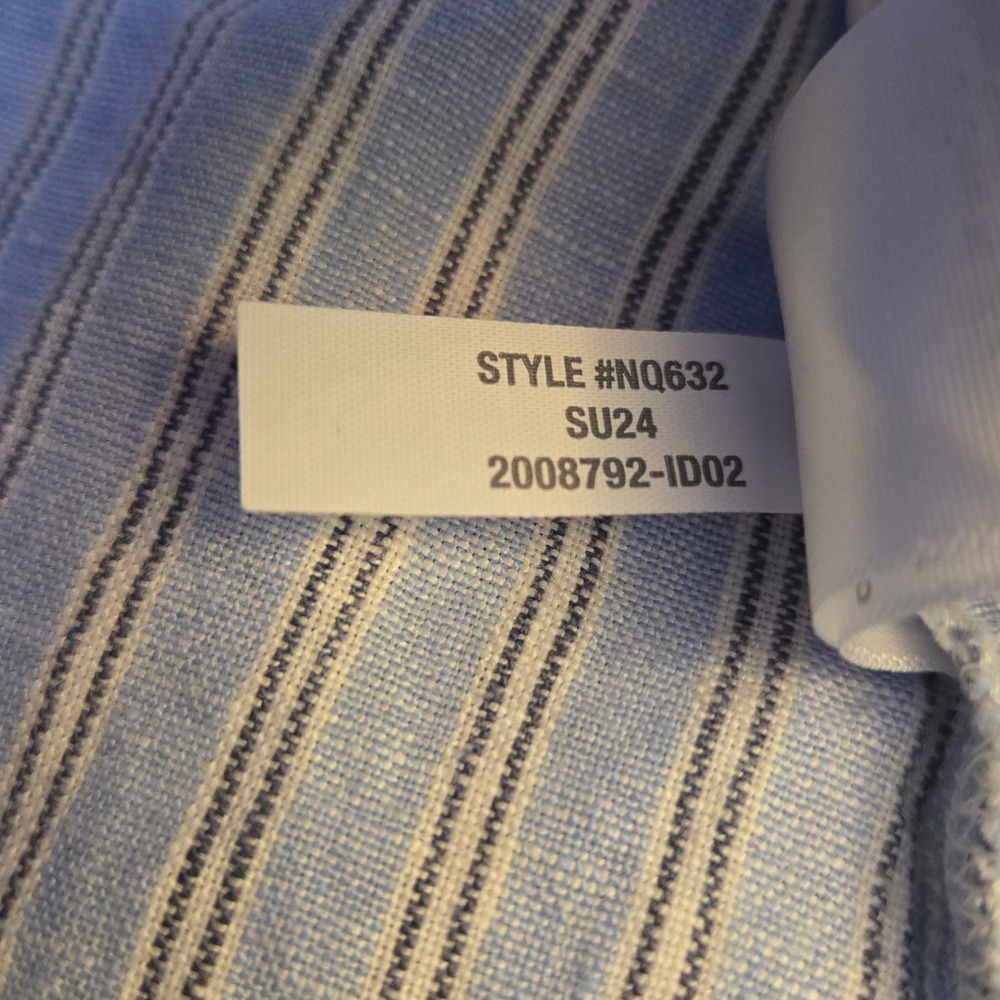 Madewell Cassie 100% Linen Button Front Midi Dress Blue Stripe XS Summer Coastal - Picture 12 of 13